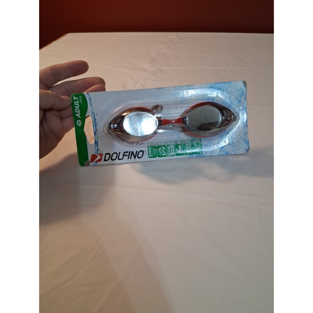 Dolfino Adult Zeus Mirrored Swim Pool Goggles RED UV Protection Lenses